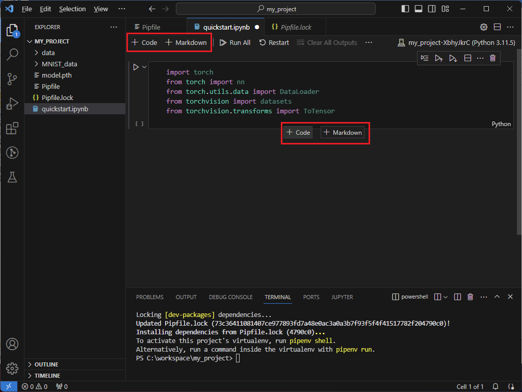 code and markdown