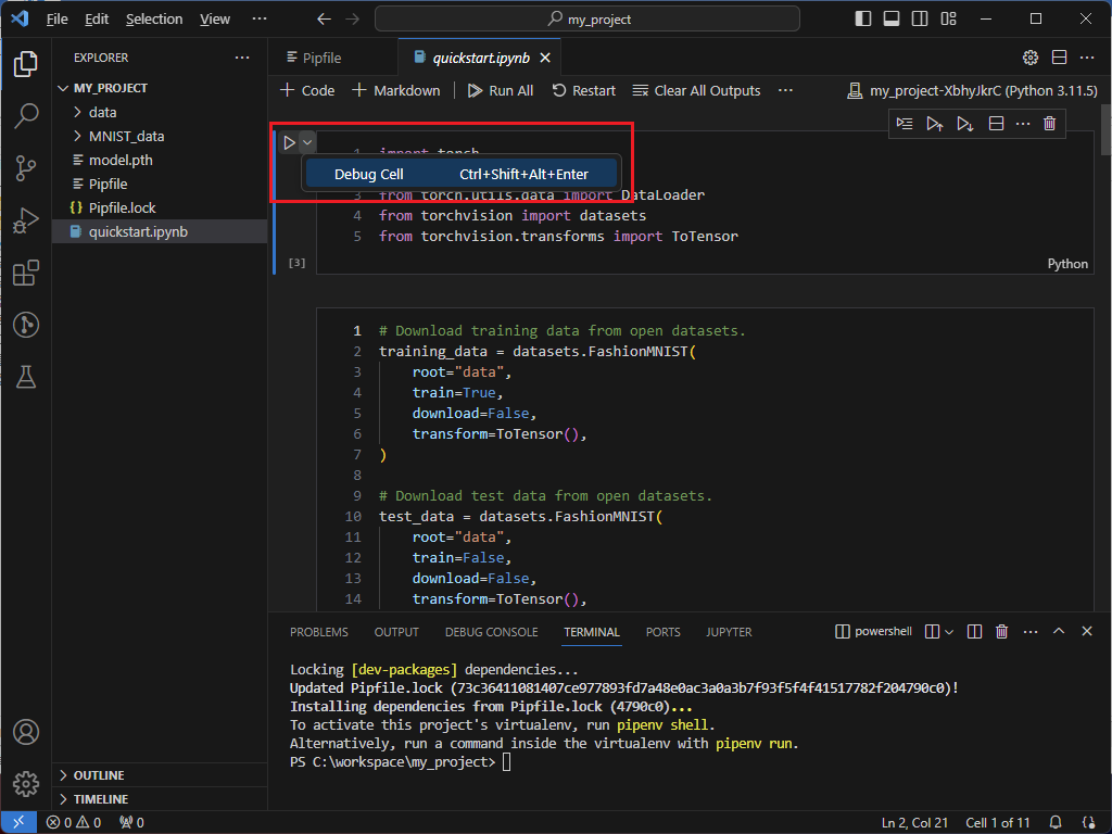 run and debug